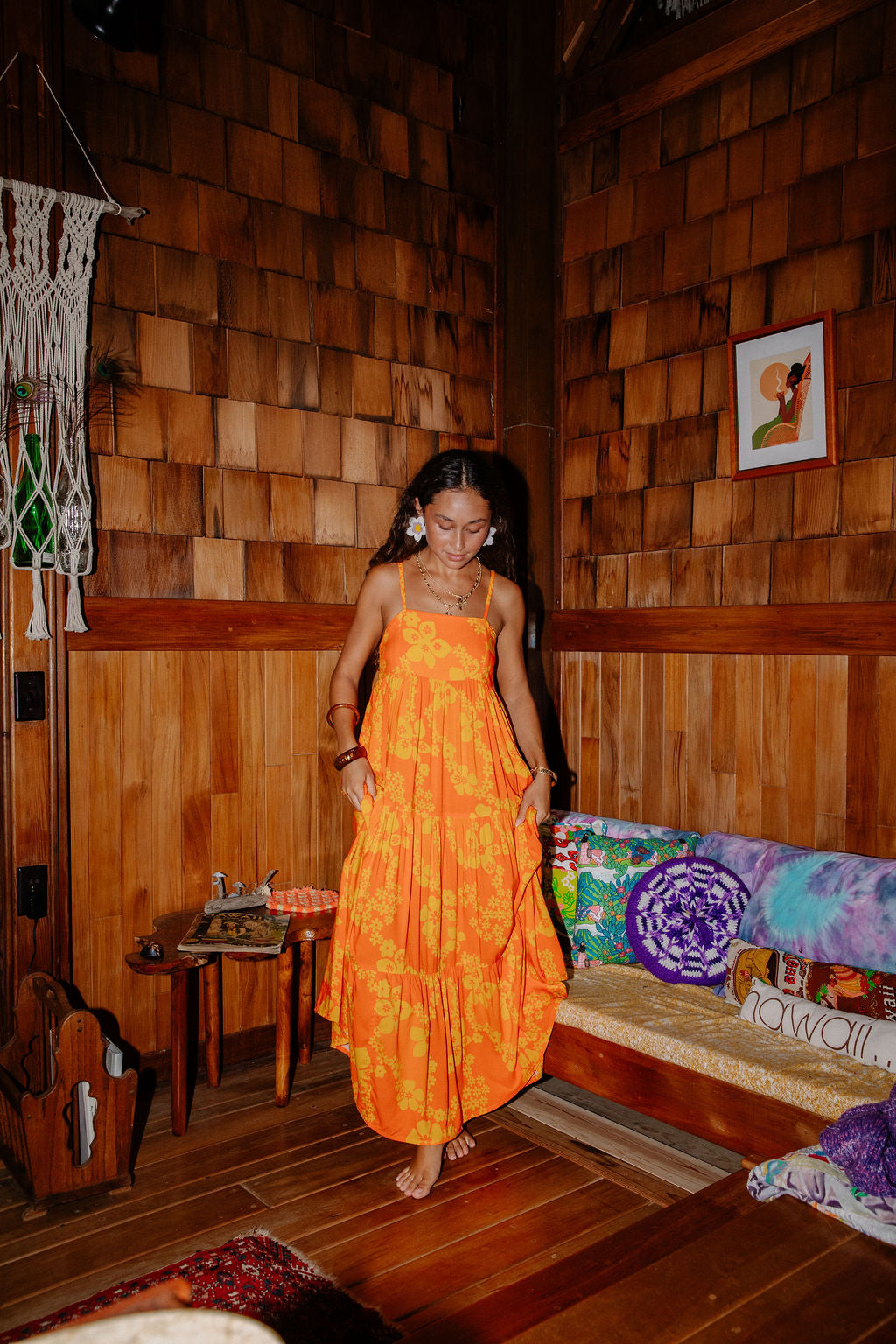 Maxi Rell Dress in Orange Lei Pareu
