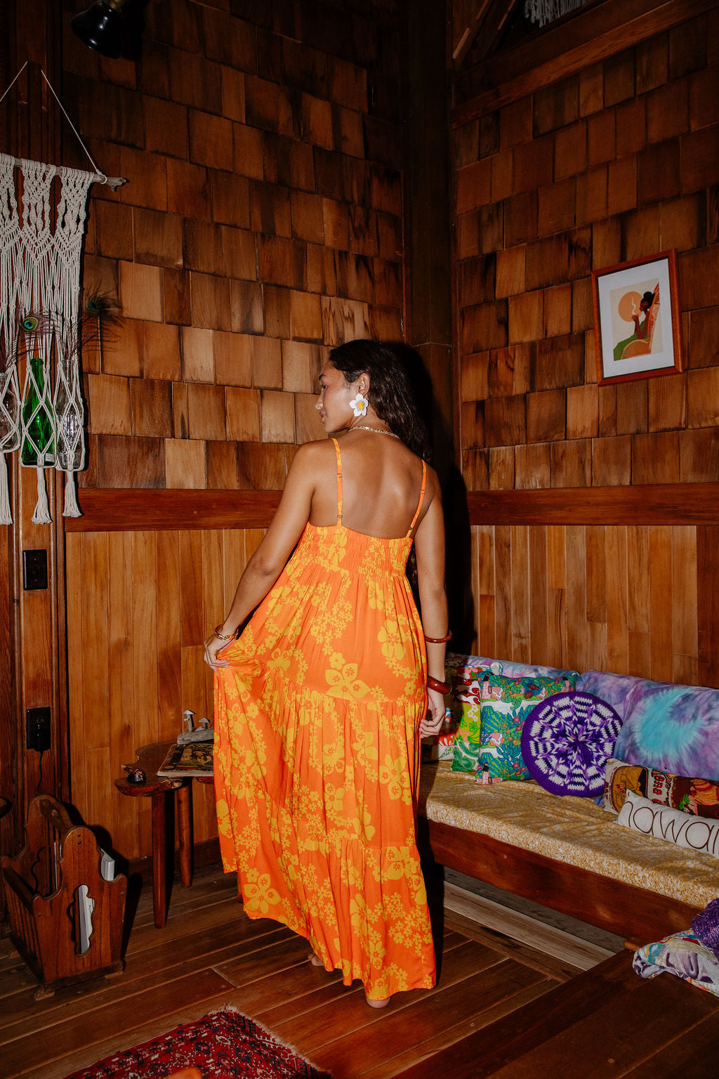 Maxi Rell Dress in Orange Lei Pareu