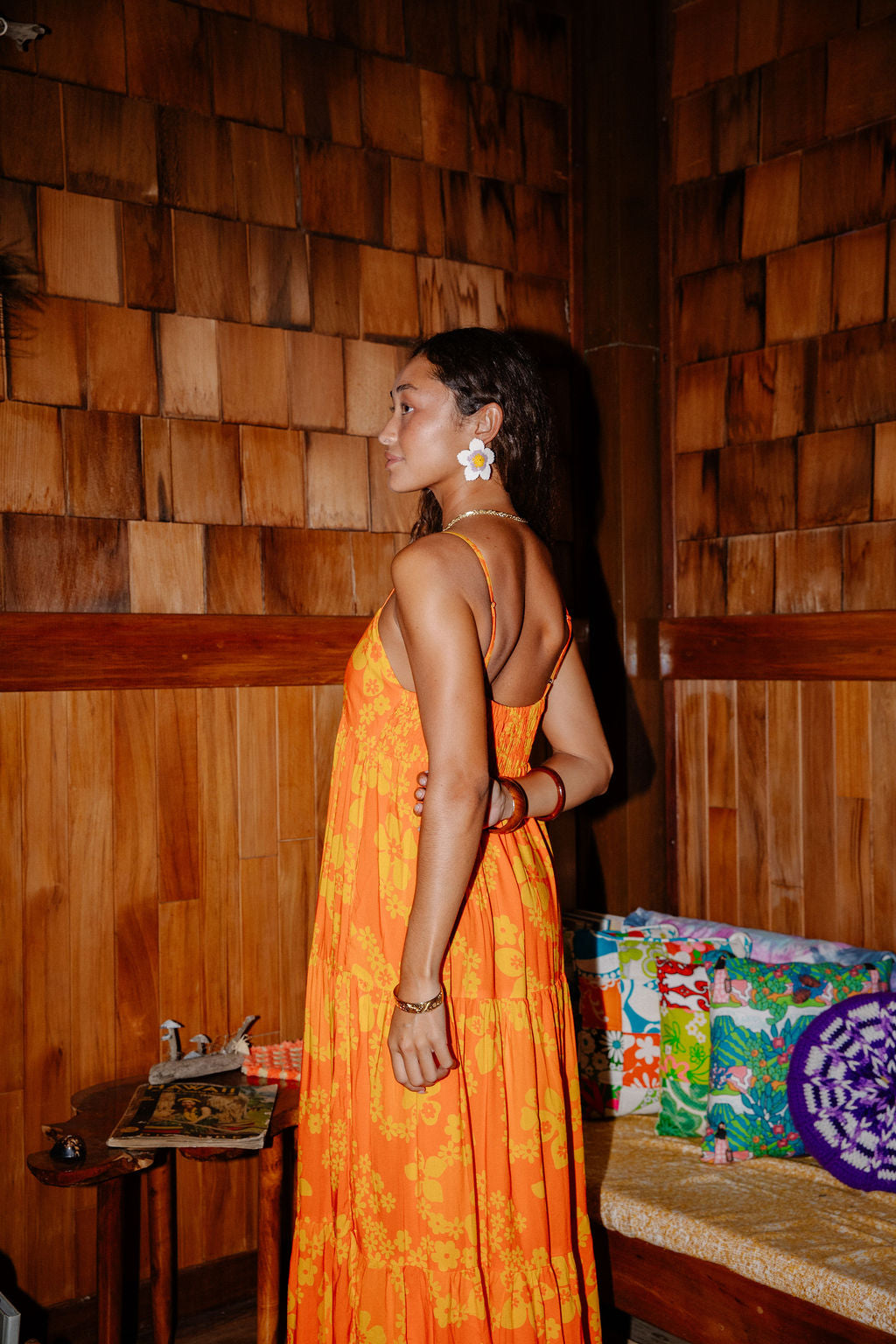 Maxi Rell Dress in Orange Lei Pareu