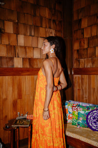 Maxi Rell Dress in Orange Lei Pareu