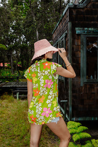 Mary Top in Green Flower Boxes