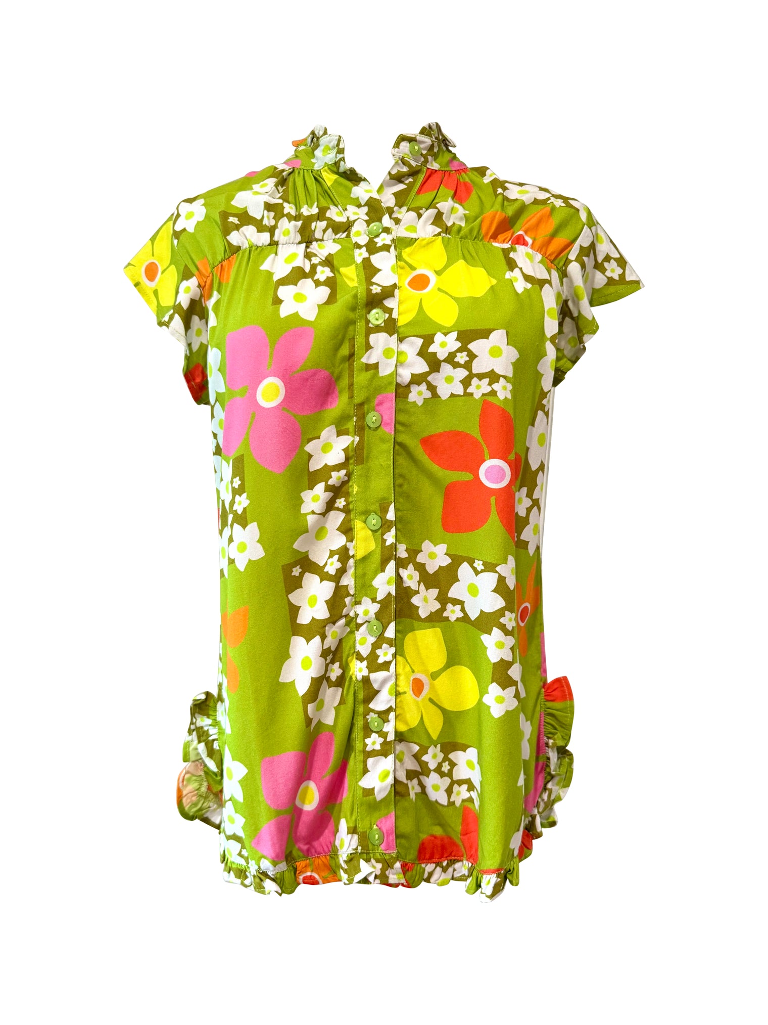 Mary Top in Green Flower Boxes