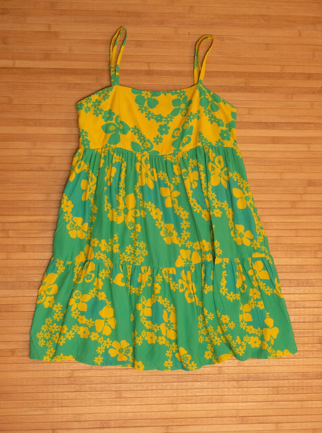 Mini Rell Dress in Teal & Yellow Lei Pareu