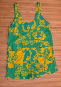 Patsy Romper in Teal & Yellow Lei Pareu