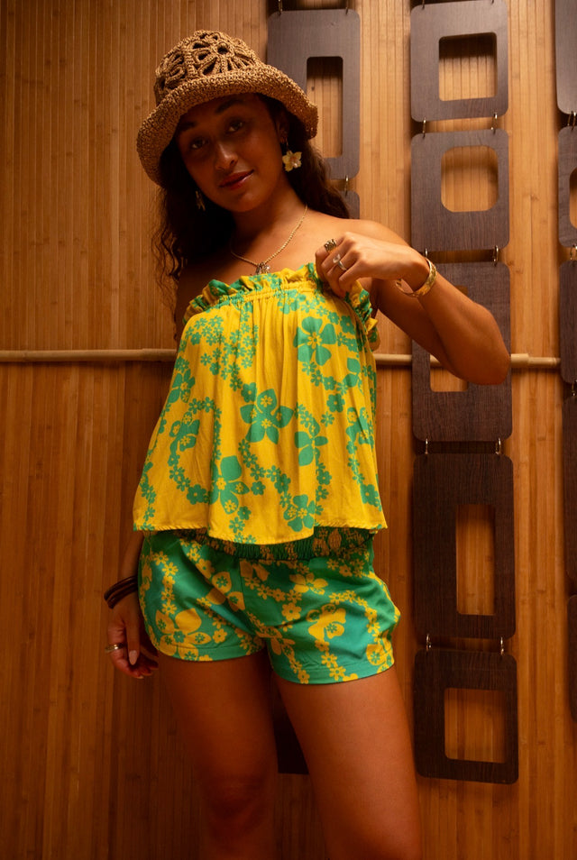 Natasha Top in Yellow Lei Pareu