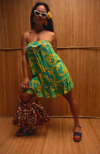 Mahina Dress in Green Lei Pareu