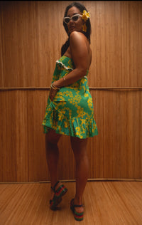 Mahina Dress in Green Lei Pareu