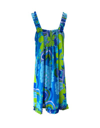 Momi Dress in Blue Retro Rainbow
