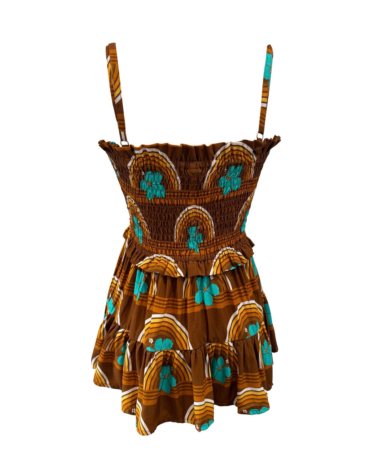 Lydia Top in Teal Hibiscus Sunset