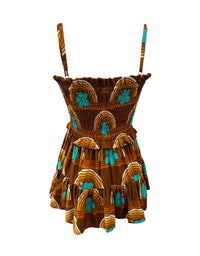 Lydia Top in Teal Hibiscus Sunset
