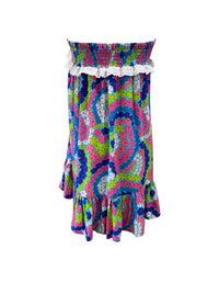 Mahina Dress in Blue Hibiscus Rainbows