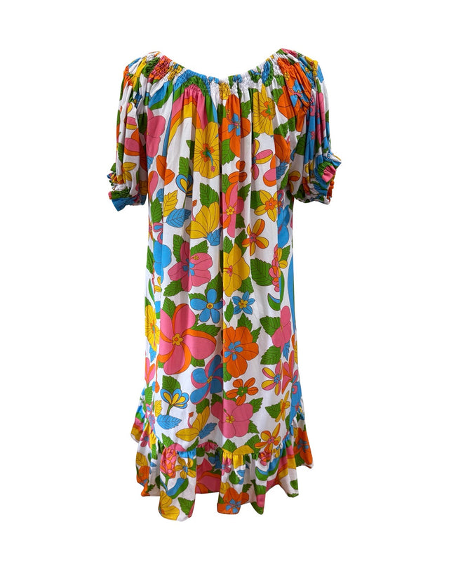 Abigail Dress in Retro Rainbow Garden