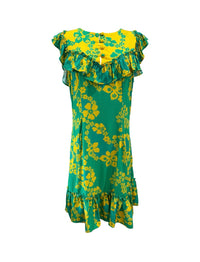 Ruth Dress in Teal & Yellow Lei Pareu