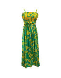 Lydia Dress in Teal & Yellow Lei Pareu