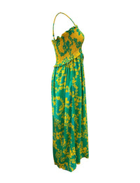 Lydia Dress in Teal & Yellow Lei Pareu