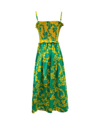 Lydia Dress in Teal & Yellow Lei Pareu