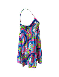Mini Rell Dress in Blue Rainbow Hibiscus