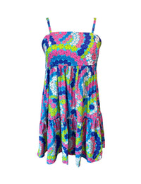 Mini Rell Dress in Blue Rainbow Hibiscus