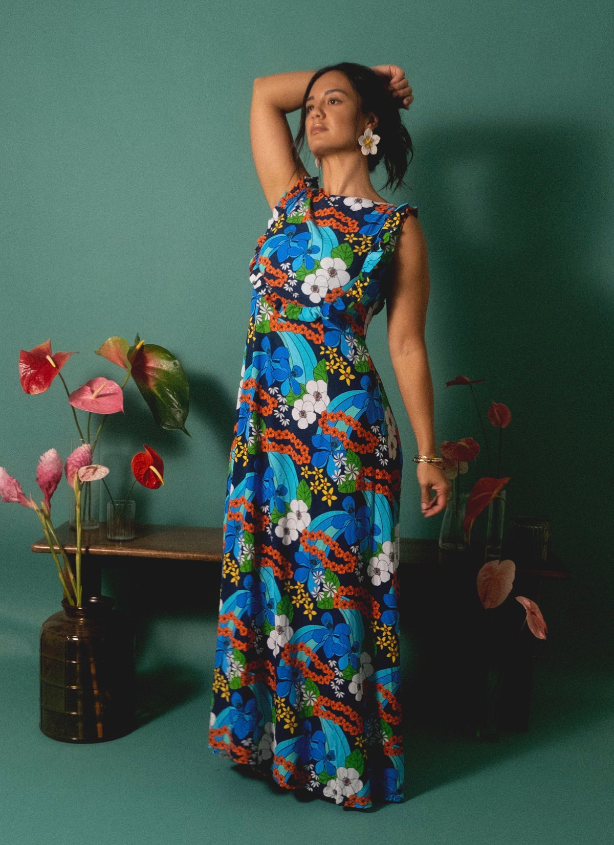 Maxi Bernice Dress in Garden Lei Waterfall