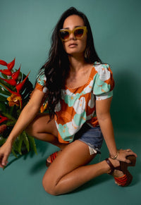 Emma Top in Mint Chocolate Hibiscus