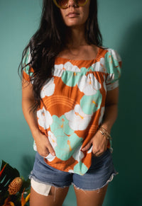Emma Top in Mint Chocolate Hibiscus