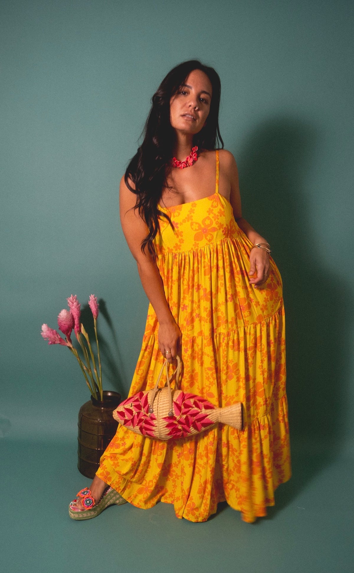 Maxi Rell Dress in Mango Lei