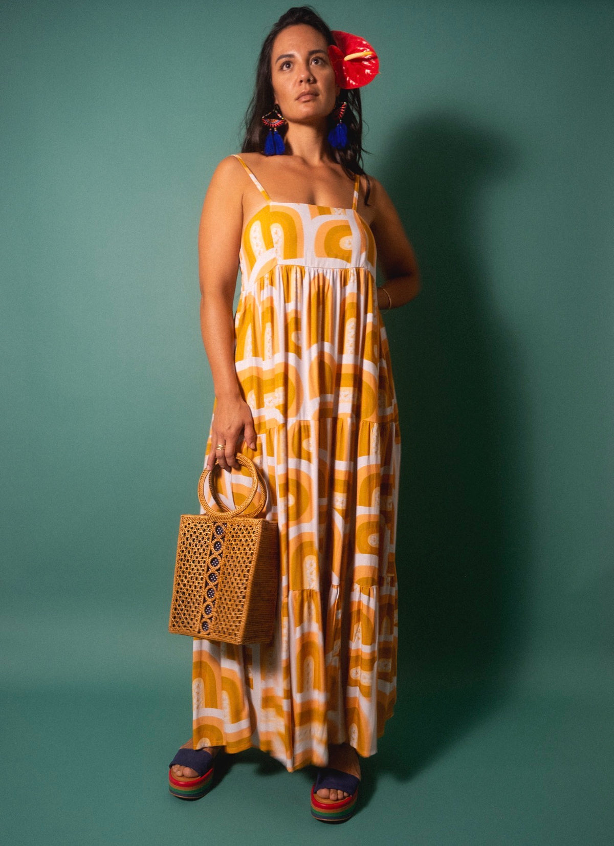 Maxi Rell Dress in Golden Rainbows