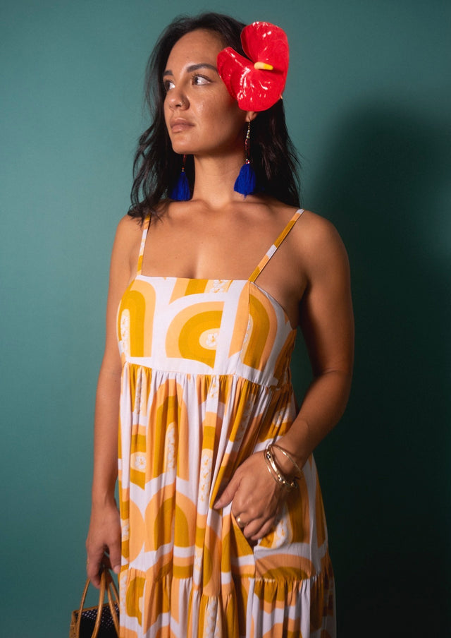 Maxi Rell Dress in Golden Rainbows