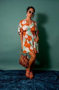 Mini Alice Dress in Mint Chocolate Hibiscus