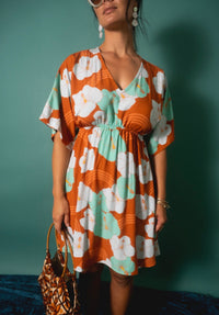 Mini Alice Dress in Mint Chocolate Hibiscus