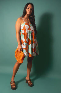 Mini Rell Dress in Mint Chocolate Hibiscus