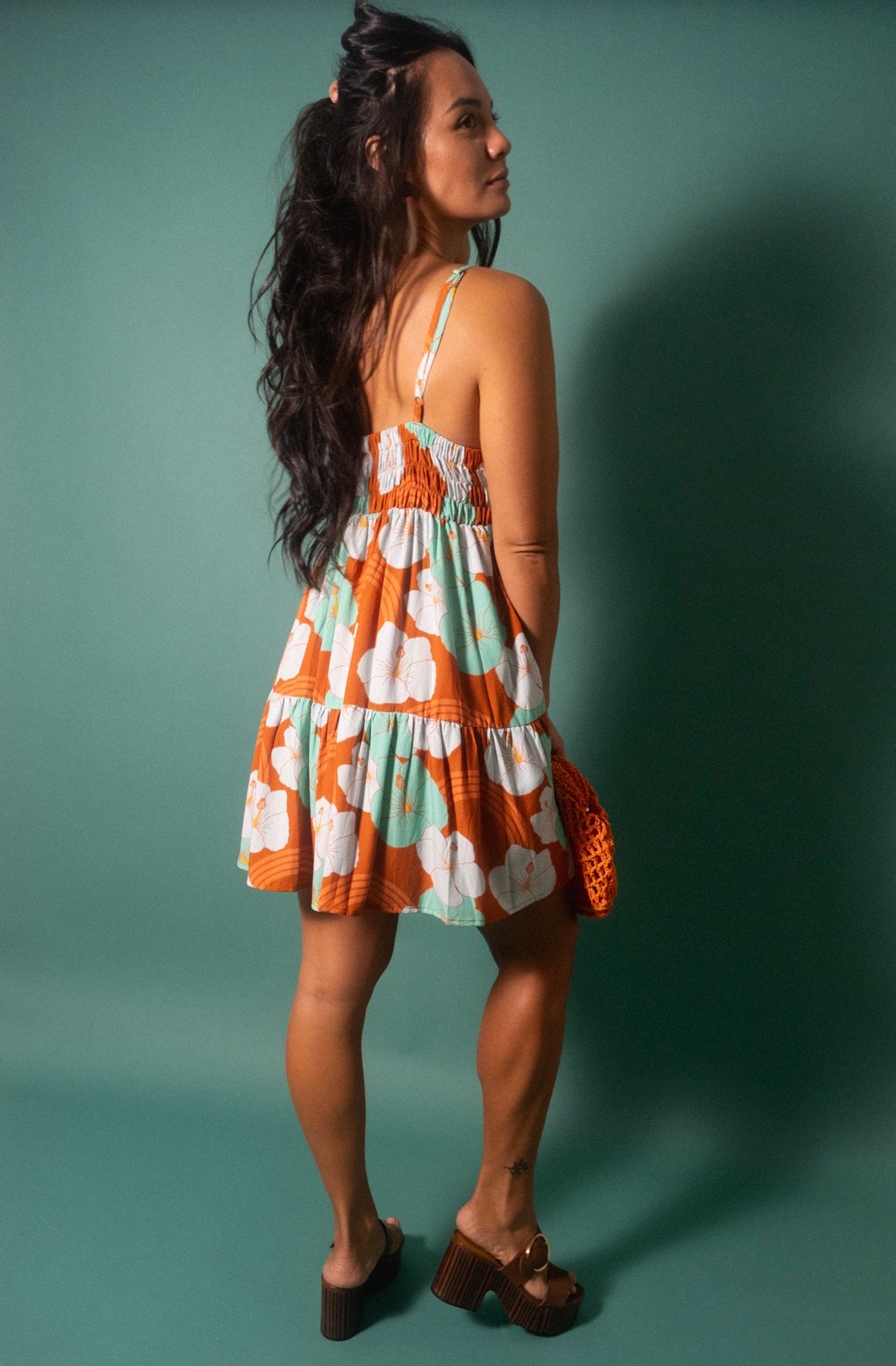 Mini Rell Dress in Mint Chocolate Hibiscus