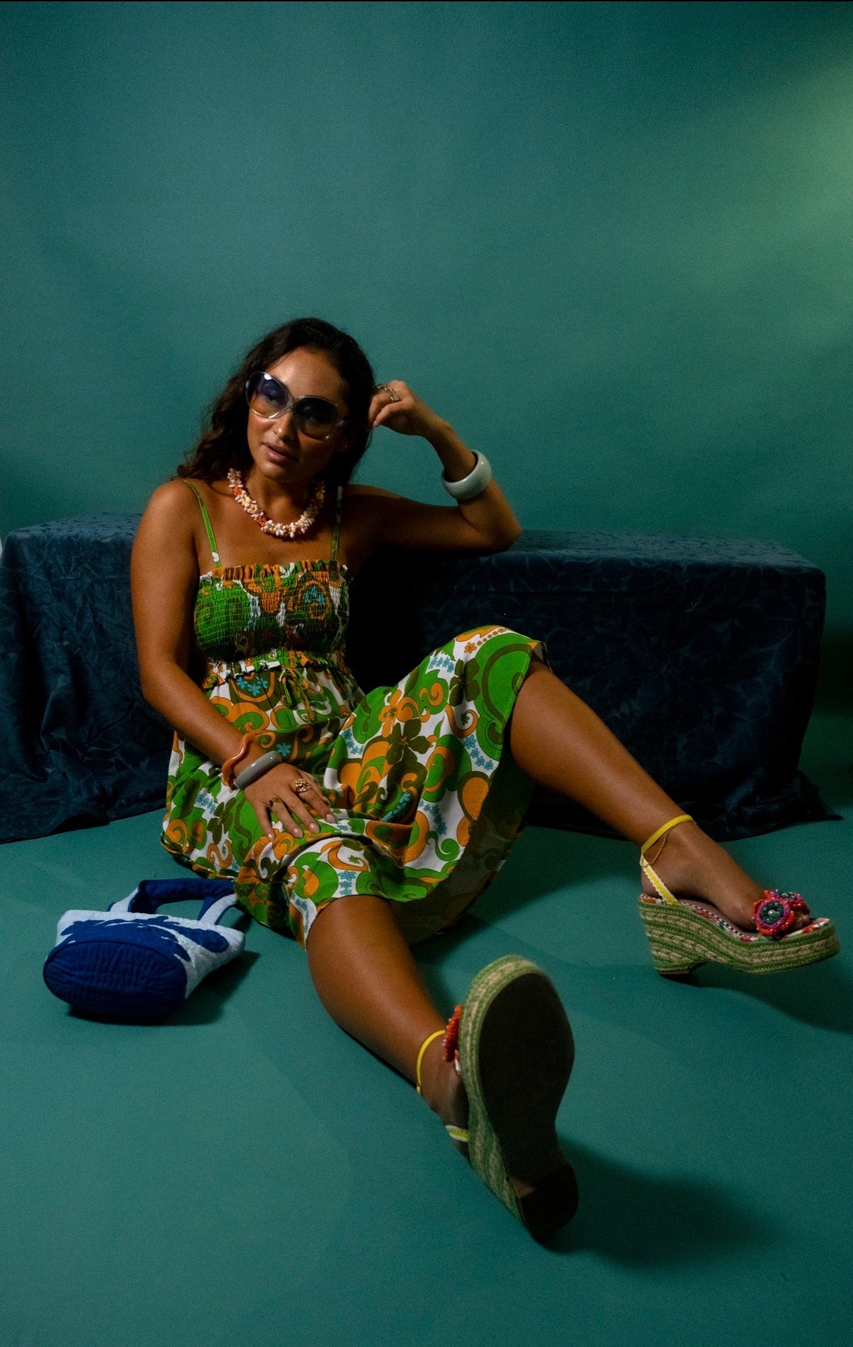 Lydia Dress in Psychedelic Lemon Lime