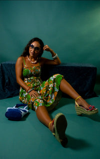 Lydia Dress in Psychedelic Lemon Lime
