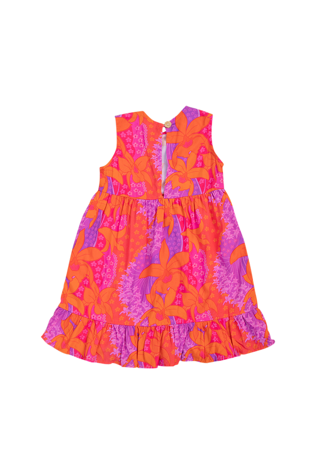 Kaliko Girlʻs Dress in Jadeʻs Orchids