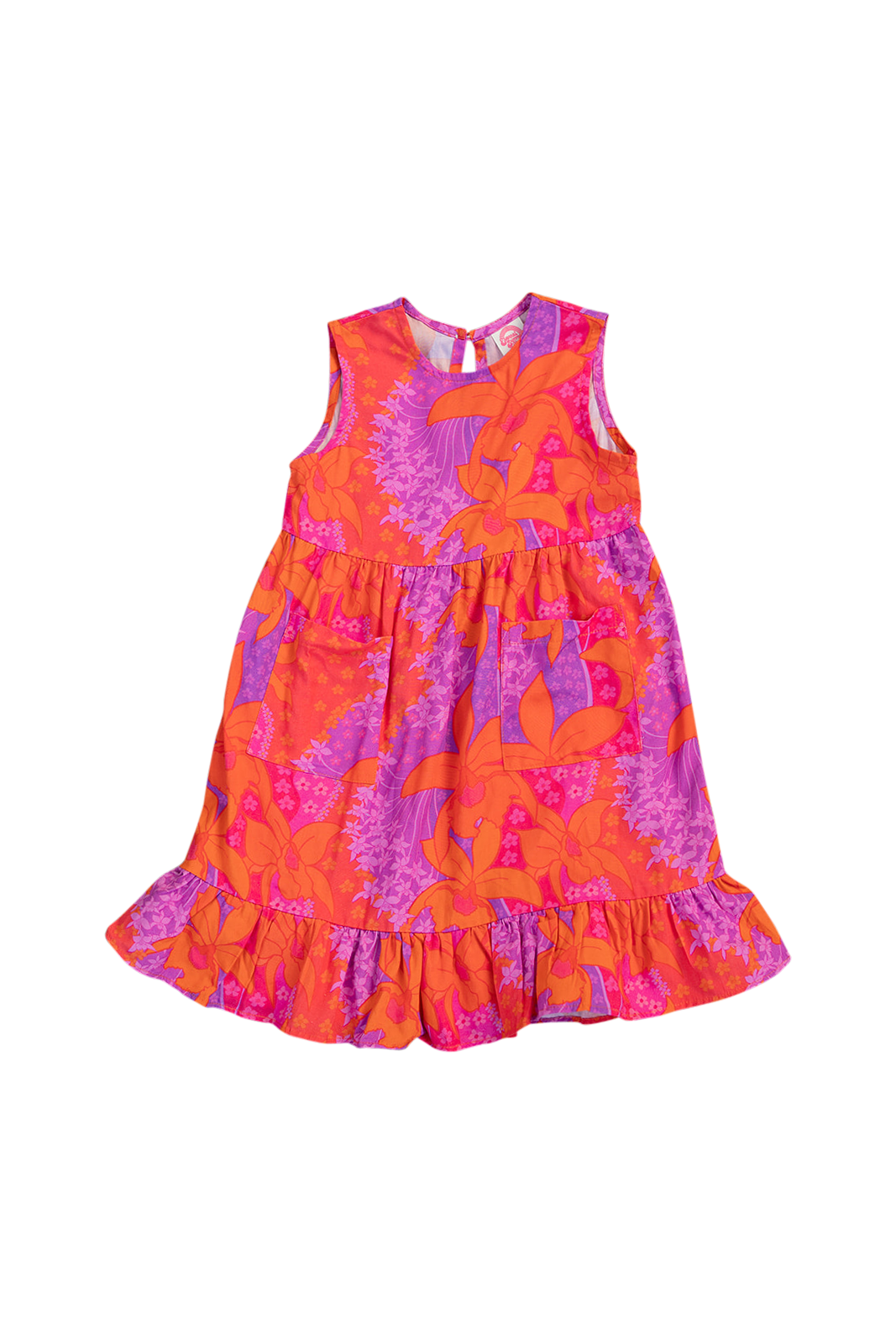 Kaliko Girlʻs Dress in Jadeʻs Orchids
