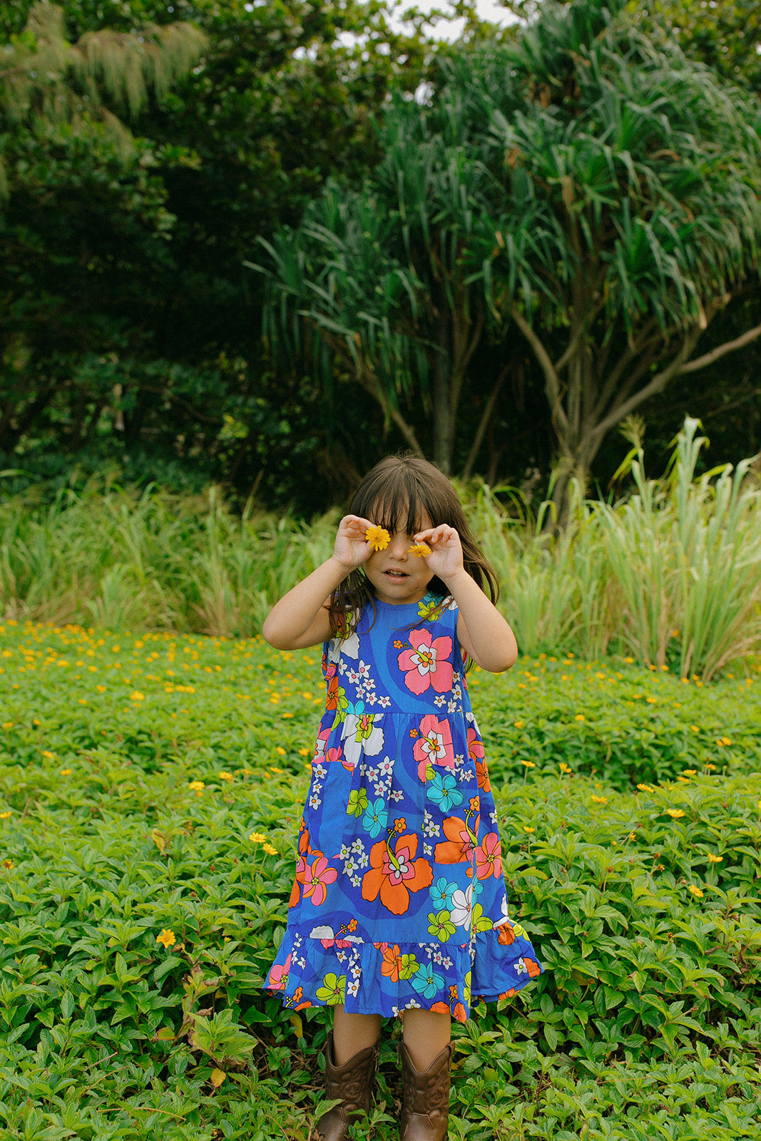 Kaliko Girlʻs Dress in Blue Hawaiʻi