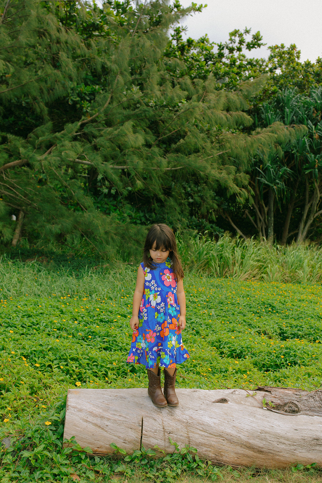 Kaliko Girlʻs Dress in Blue Hawaiʻi