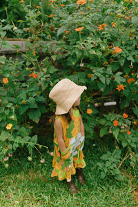 Kaliko Girlʻs Dress in Green Retro Rainbow