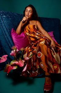 Maxi Rell Dress in Orange Mocha Swirl