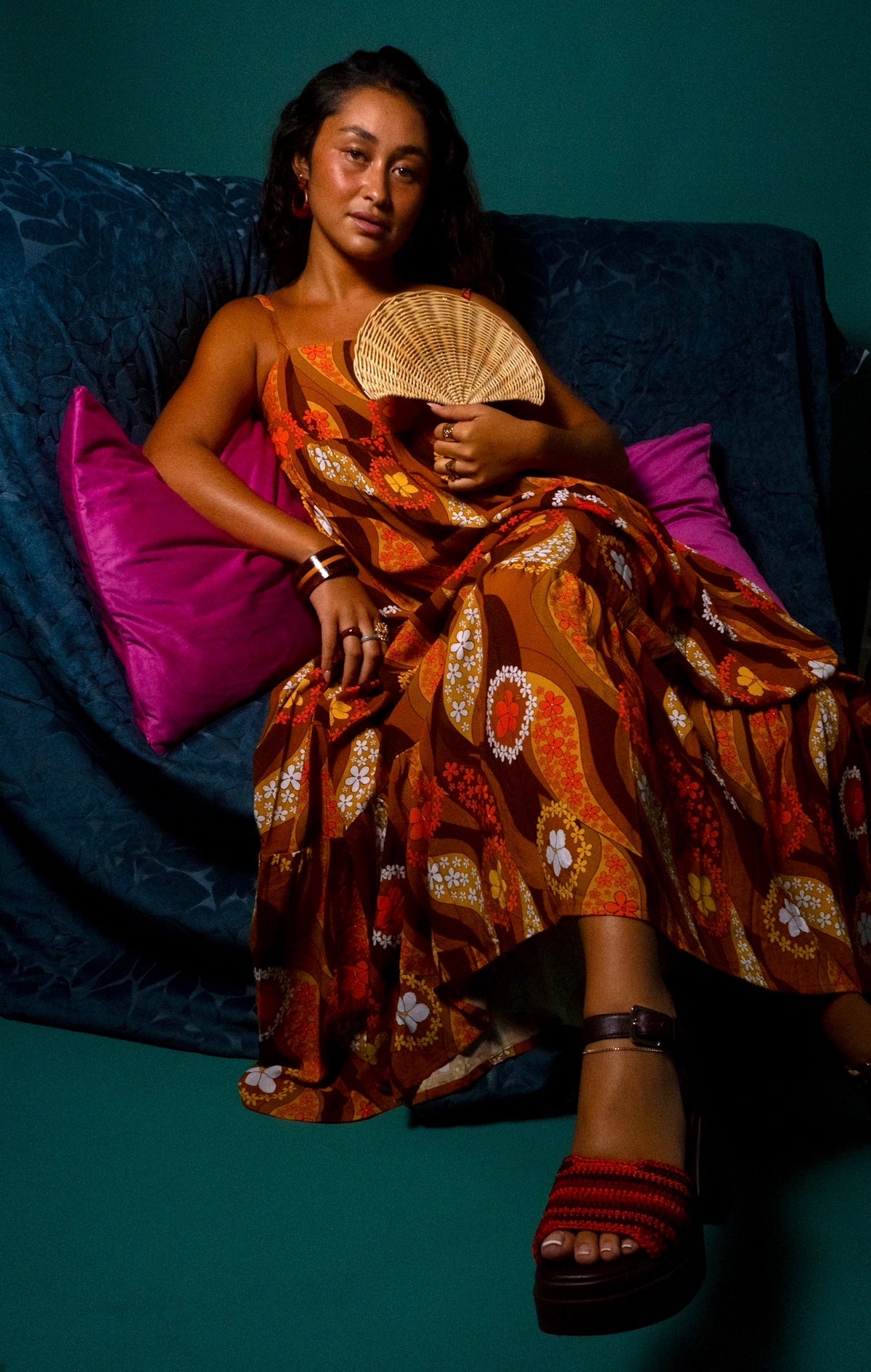 Maxi Rell Dress in Orange Mocha Swirl