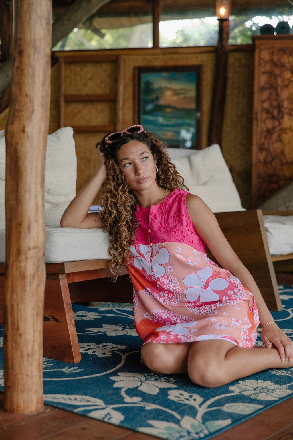 Laura Dress in Pink Floral Bubbles