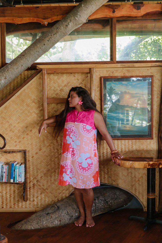Laura Dress in Pink Floral Bubbles