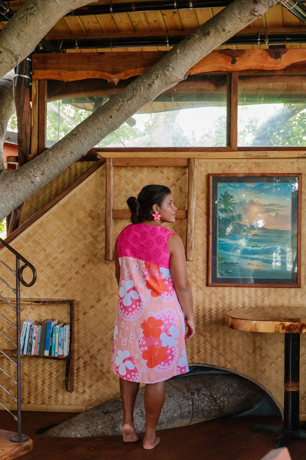 Laura Dress in Pink Floral Bubbles