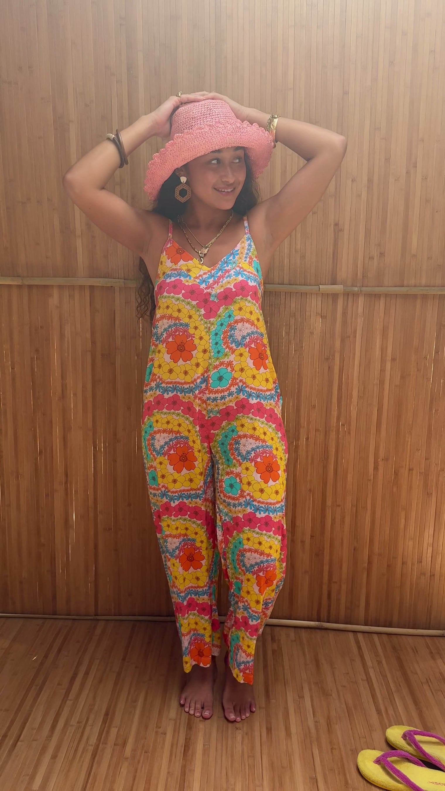 Iolani Jumpsuit in Peachy Lei Day